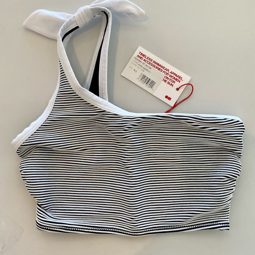 Solid and Striped Asymmetrical Bathing suit top. Size XS. New with tags.